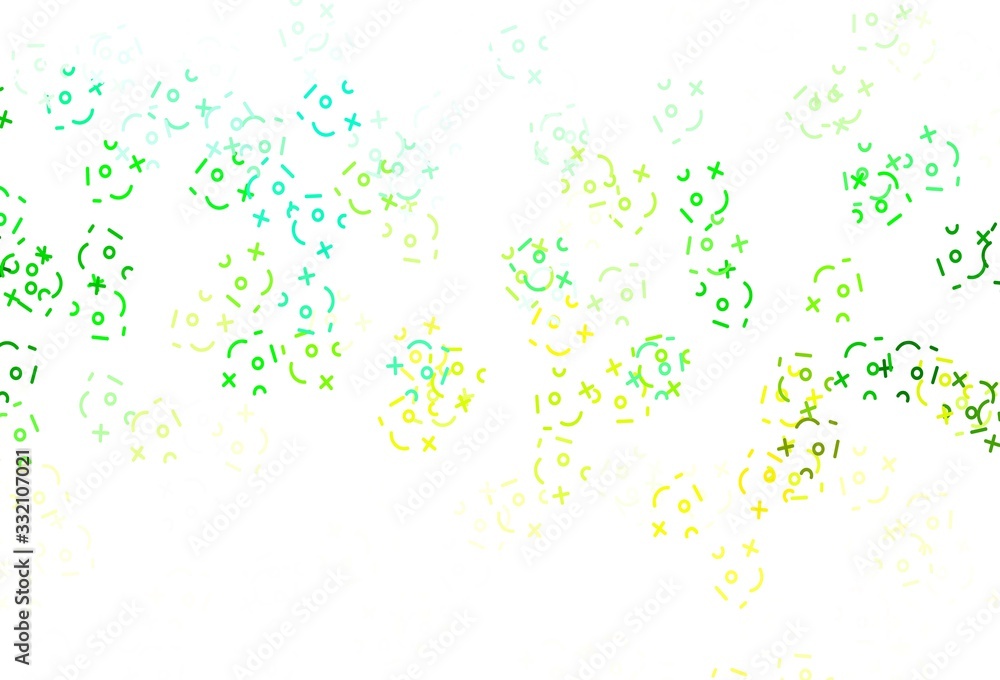 Light Blue, Green vector background with arithmetic signs.