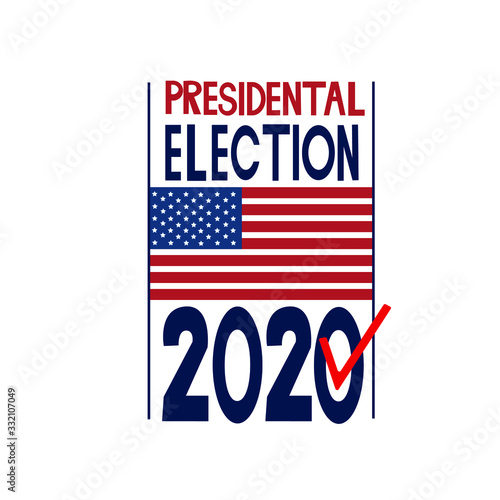  Flyer vector blue red white logo.American election day. Usa debate of president voting. Election voting poster.2020 United States of America presidential election vote