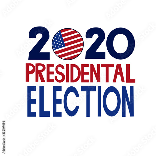  Flyer vector blue red white logo.American election day. Usa debate of president voting. Election voting poster.2020 United States of America presidential election vote