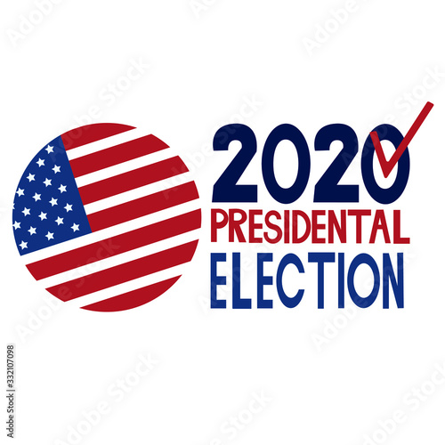 Flyer vector blue red white logo.American election day. Usa debate of president voting. Election voting poster.2020 United States of America presidential election vote
