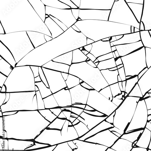 Broken glass texture. Cracked mirror pattern. Vector illustration isolated on white background