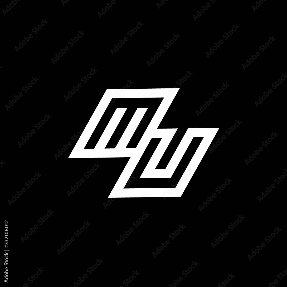 MU logo monogram with up to down style negative space design template MU logo monogram with up to down style negative space design template