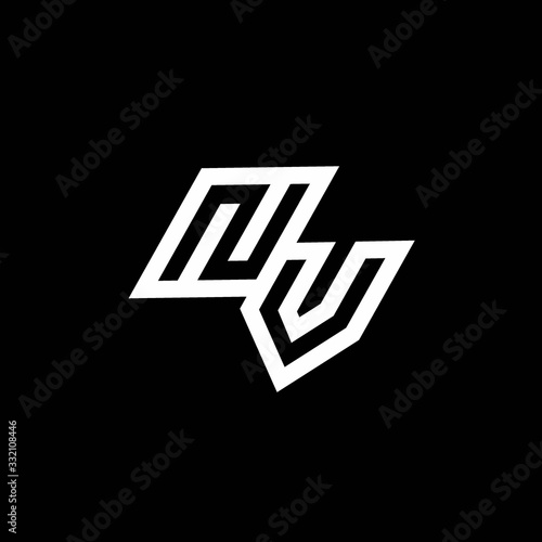 Free Download NV logo monogram with up to down style negative space design template - GFXLoad
