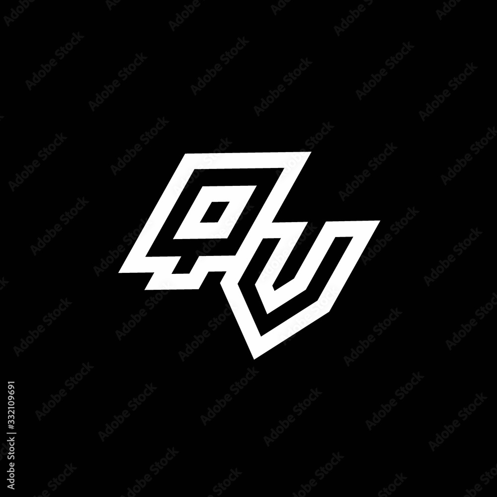 QV logo monogram with up to down style negative space design template QV logo monogram with up to down style negative space design template