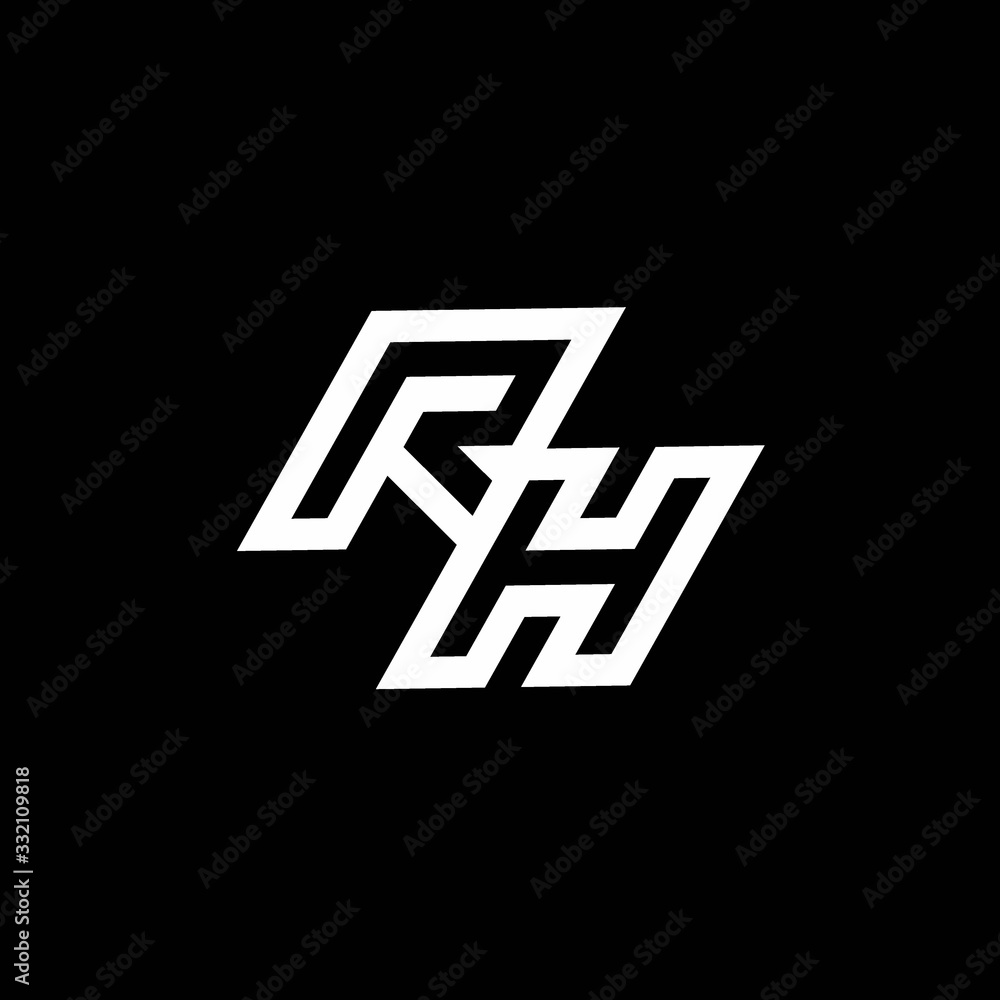 RH logo monogram with up to down style negative space design template RH logo monogram with up to down style negative space design template