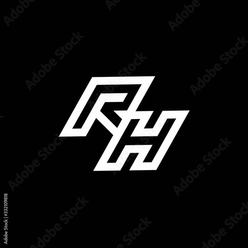 RH logo monogram with up to down style negative space design template