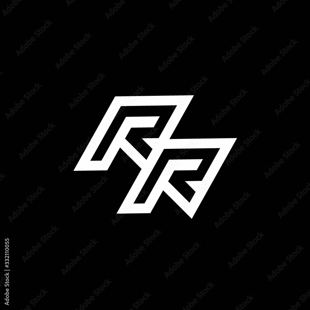 RR logo monogram with up to down style negative space design template RR logo monogram with up to down style negative space design template