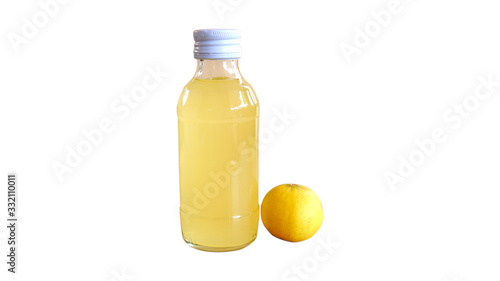Lemon juice on white background