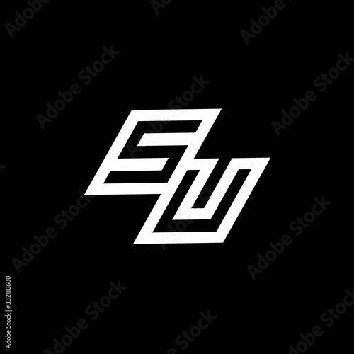 SU logo monogram with up to down style negative space design template