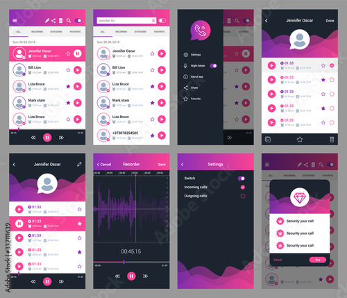 call recorder ui app mobile user interface