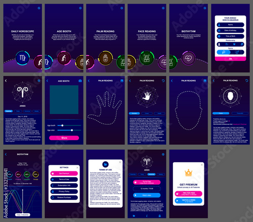 horoscope ui design app mobile user interface vector