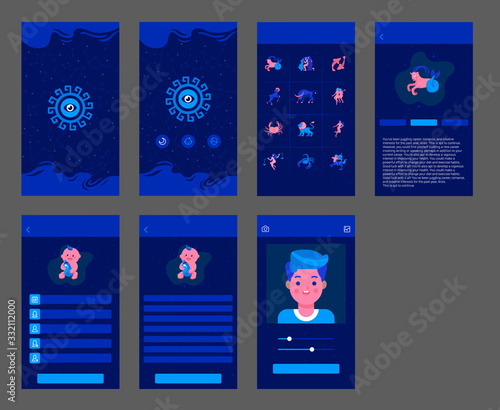 horoscope ui design app mobile user interface vector