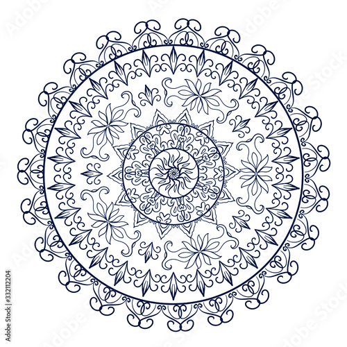 Oriental abstract ornament. Template for carpet, textile and any surface. Ornamental vector pattern with filigree details.mandala background, square geometric lace pattern with ornate frame, tribal 