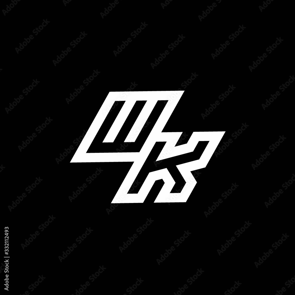 WK logo monogram with up to down style negative space design template WK logo monogram with up to down style negative space design template