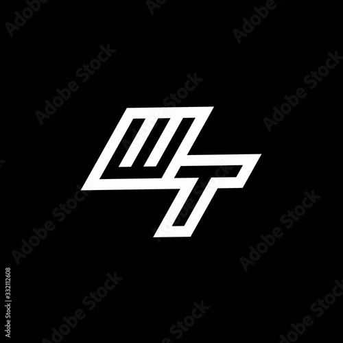 WT logo monogram with up to down style negative space design template