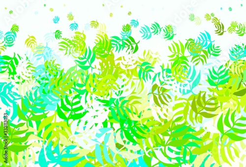 Light Blue  Green vector abstract background with leaves.