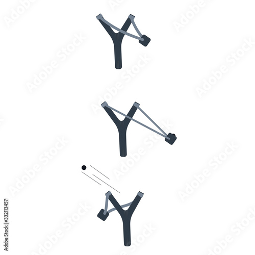 Canvas-taulu Slingshot. Shooting a slingshot. Vector illustration