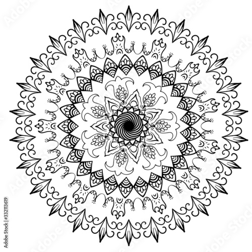 Oriental abstract ornament. Template for carpet, textile and any surface. Ornamental vector pattern with filigree details.mandala background, square geometric lace pattern with ornate frame, tribal 