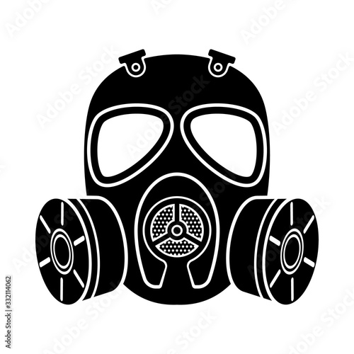 Biohazard sign. Gas mask icon. Chemical Attack. Respirator gas mask. Vector illustration
