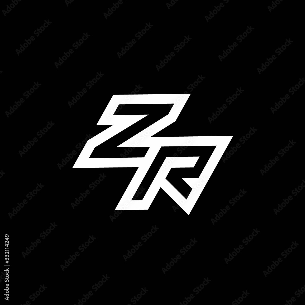 ZR logo monogram with up to down style negative space design template