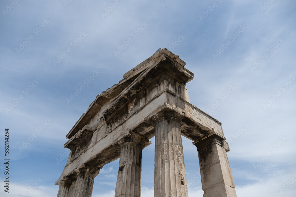 The Ancient Greek temple of Poseidon. Ancient Greek pantheon near the acropolis.