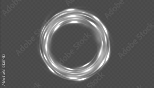 Set of abstract glowing circles. Light optical effect halo on transparent background. Vector illustration