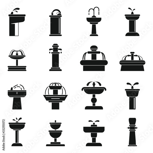 City drinking fountain icons set. Simple set of city drinking fountain vector icons for web design on white background