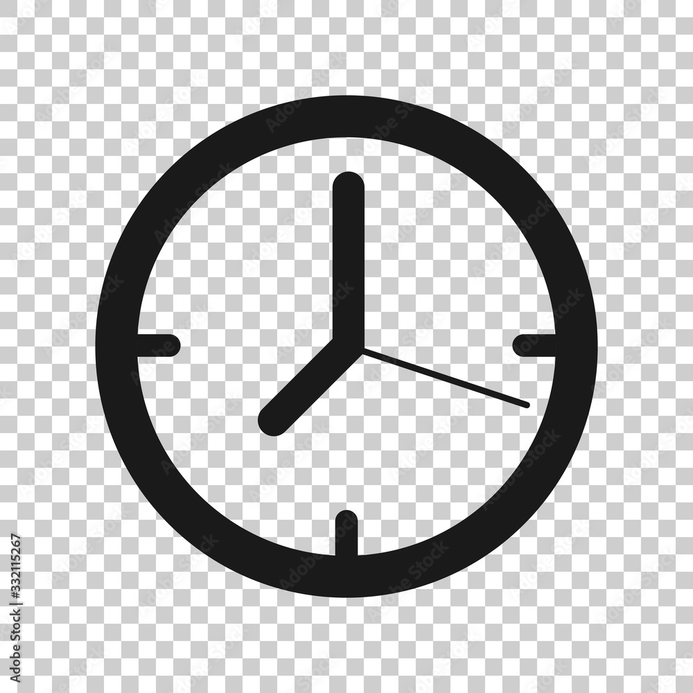 Clock icon in flat style. Watch vector illustration on white isolated background. Timer business concept. Clock icon in flat style. Watch vector illustration on white isolated background. Timer business concept.