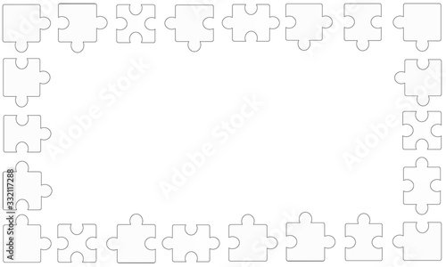 Puzzle Rahmen Band Banner Teile Elemente Weiß Leer