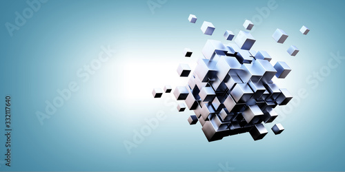 Slika na platnu Glowing cubes. Innovation and creativity concept