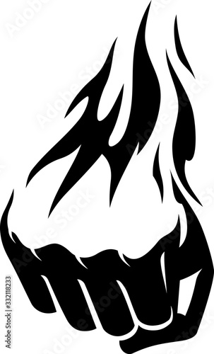 Blazing Fist, Abstract Knuckles with Flame Illustration