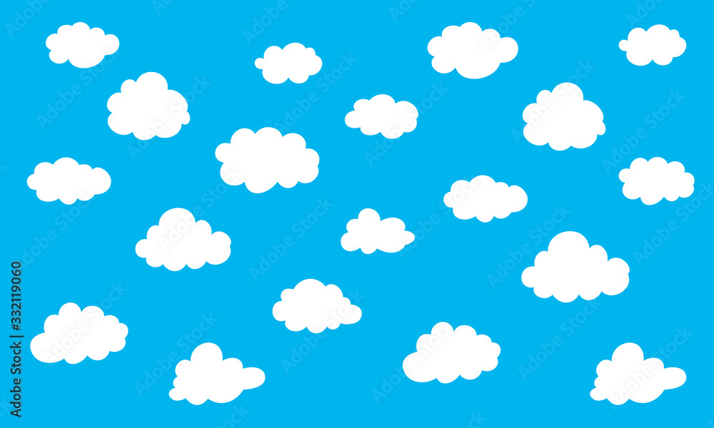 Seamless cartoon clouds background Vector blue sky nature pattern