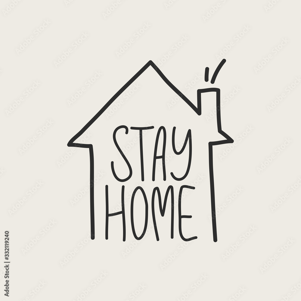 Plakat Stay home stay safe. Vector handwritten. Modern calligraphy for posters, social media content and cards. Black saying isolated on white background