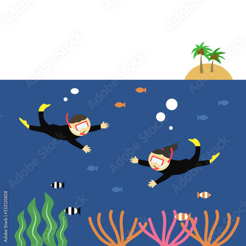 海 シュノーケリング イラスト Vector De Stock Adobe Stock
