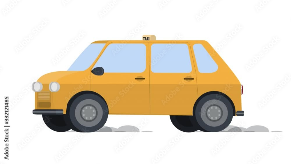 Taxi car. Vehicle, animation with the alpha channel enabled. Cartoon Taxi car. Vehicle, animation with the alpha channel enabled. Cartoon