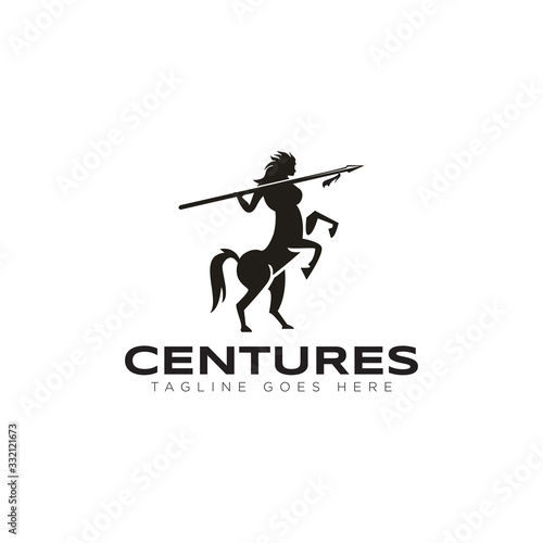 spear logo, with centaurus women pitching lance vector