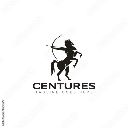 archer logo, with woman centaur vector photo