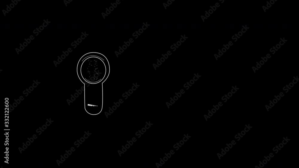 Self drawing sketch animation of key hole. Concept of access and security. Copy space. Black background. Self drawing sketch animation of key hole. Concept of access and security. Copy space. Black background.