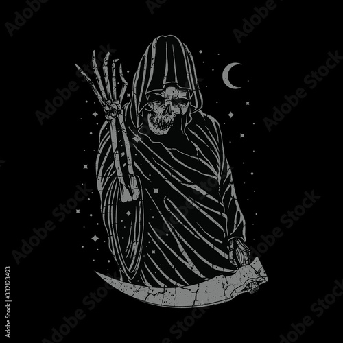 Grim reaper skull horror graphic illustration vector art t-shirt design