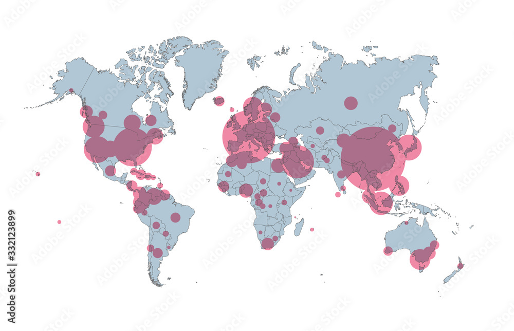 world coronavirus spread map COVID-19 Global info vector - obrazy, fototapety, plakaty 