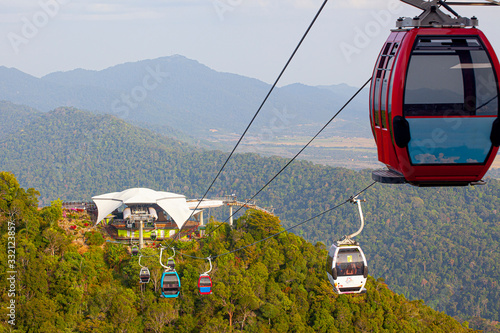 Cable car  in mountains on Langkawi island, Malaysia