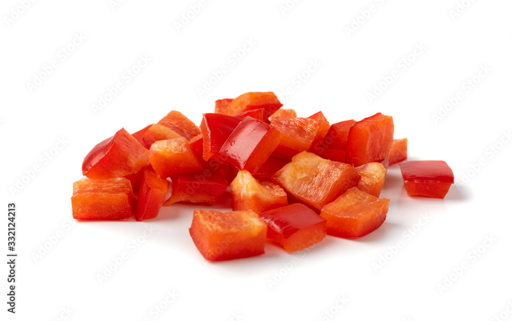 Chopped paprika or red sweet pepper cuts isolated Chopped paprika or red sweet pepper cuts isolated