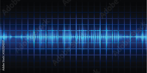 Sound waves oscillating dark blue light