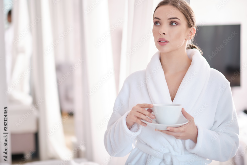 stay home, woman at home is holding a coffee cup, Quarantine epidemic stay home, woman at home is holding a coffee cup, Quarantine epidemic