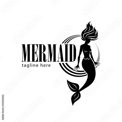 Mermaid silhouette vector logo Clean isolated design