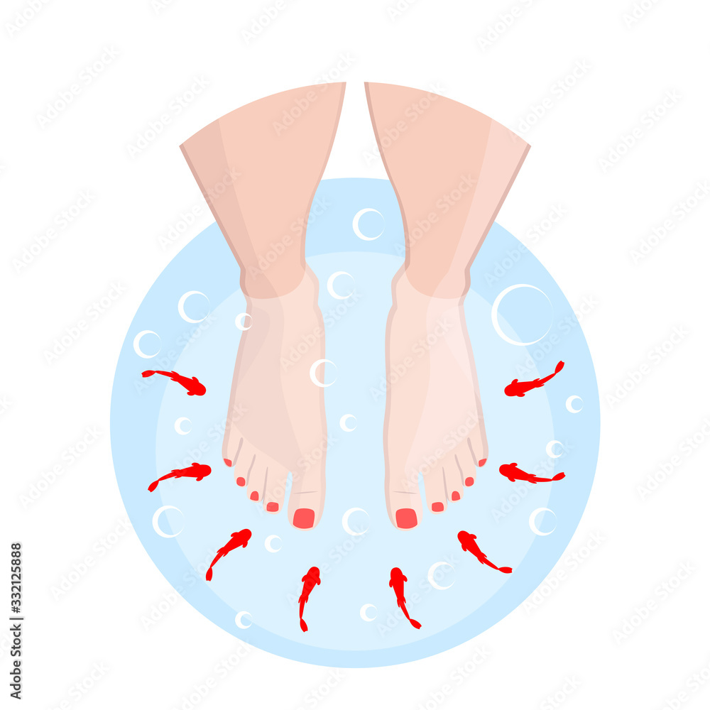 Fish massage procedure color vector illustration logo