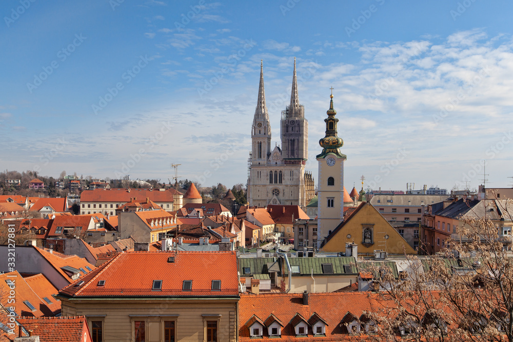 custom made wallpaper toronto digitalZagreb panoramic view with Cathedral, Croatia