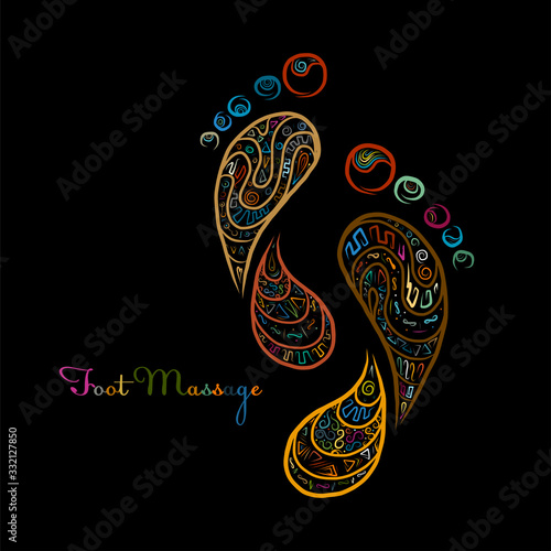 Foot Massage, Sketch of footprint colorful for your design