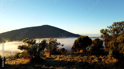 Time lapse Beautilful view of Piton de la fournaise Volcano in Reunion island photo