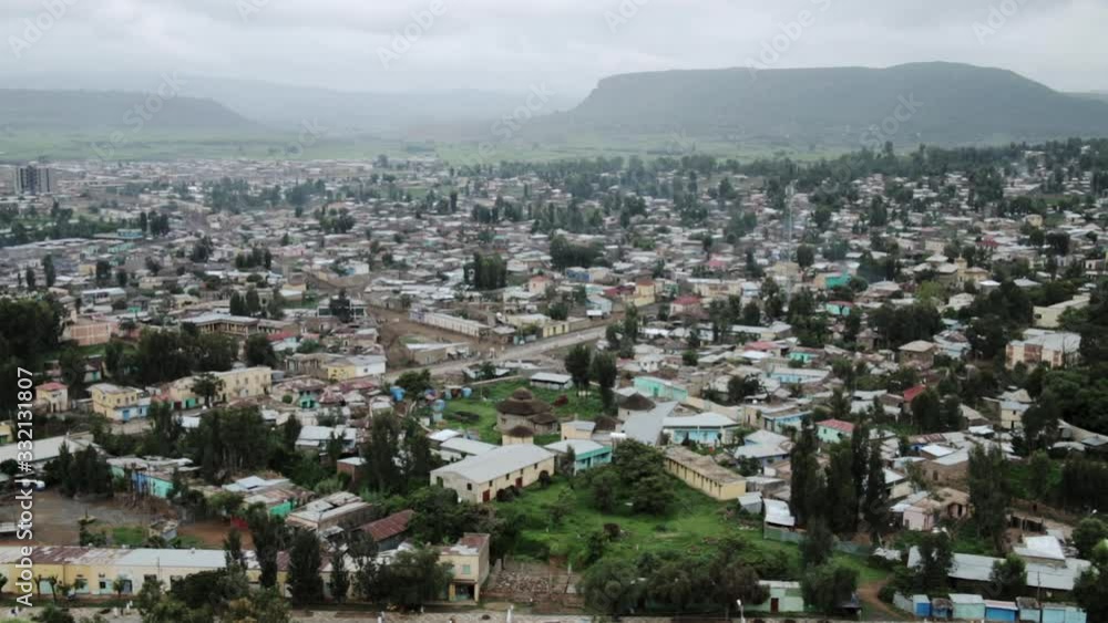 Panoramic view of Medium Town with Pretty Houses in Ethiopia Panoramic view of Medium Town with Pretty Houses in Ethiopia
